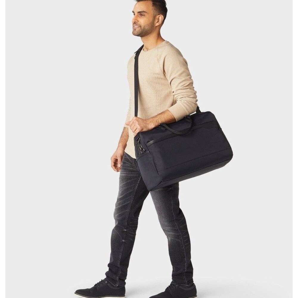 Open Story Signature Weekender Bag Black Structured Travel Bag Crossbody Duffle